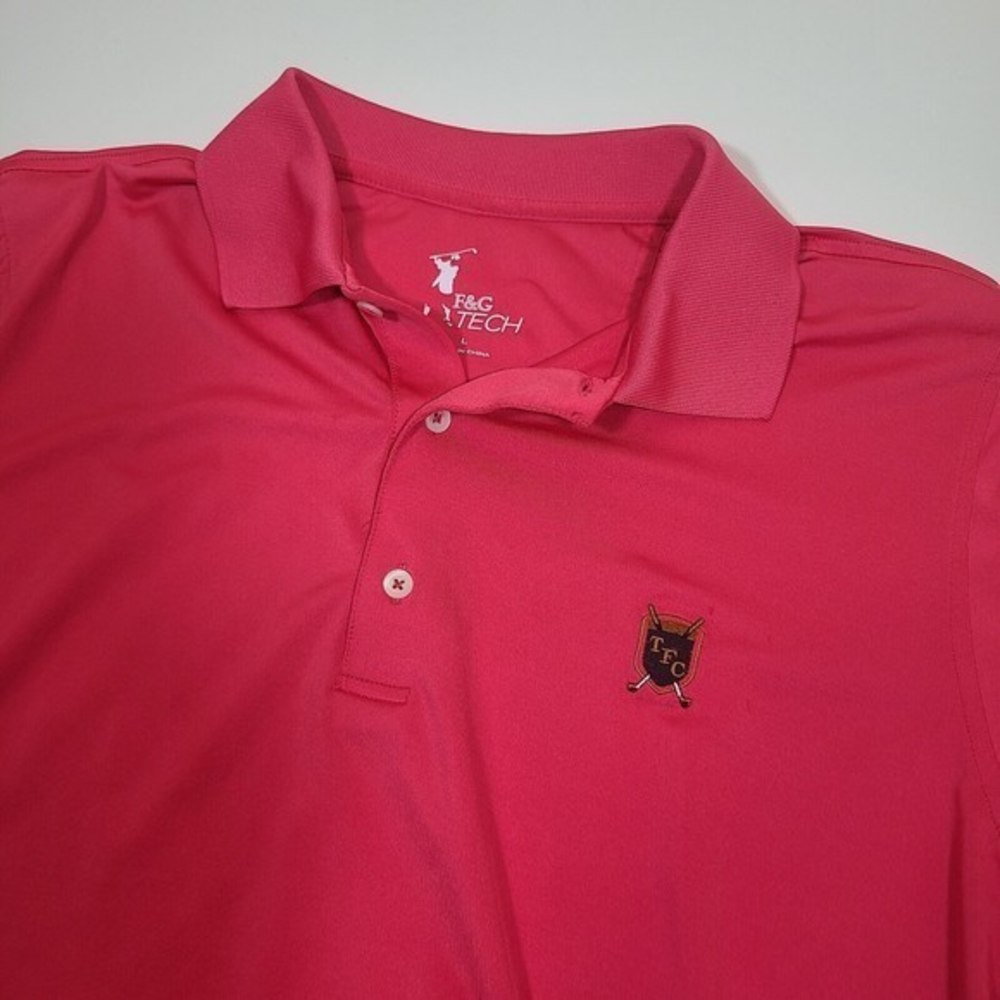 Mens Polo F&G Tech Large Dark‎ Pink Golf TFC Club